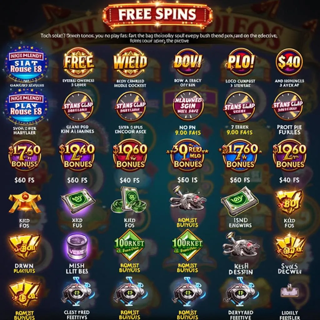 Showcase of bonuses and rewards available