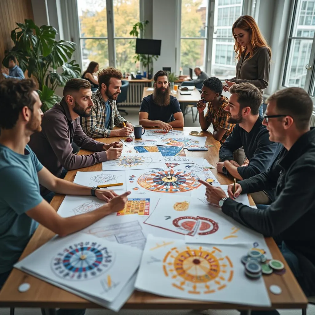 SocialCasinoWorld team collaborating on new game designs